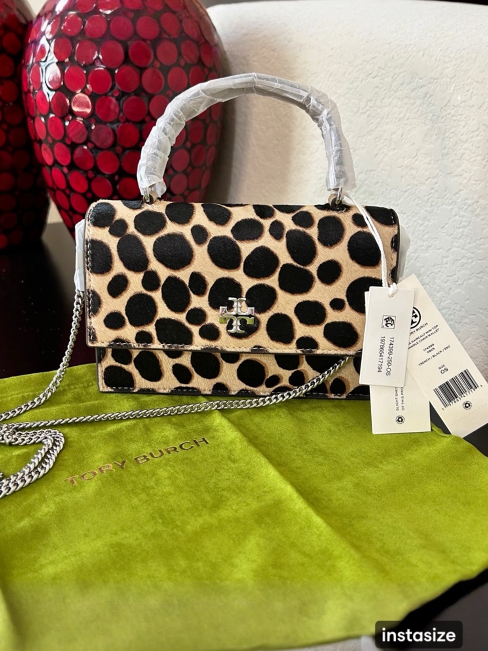 Tory Burch Mini Kira Leopard-Printed Calf Hair Top Handle Bag
